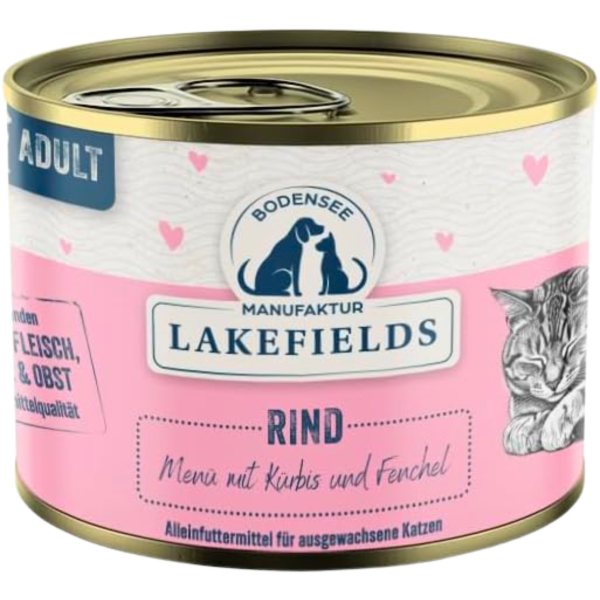 Lakefields Katzenfutter Rind – Premium Nassfutter für Katzen mit frischem Weiderind, Gemüse & Kräutern